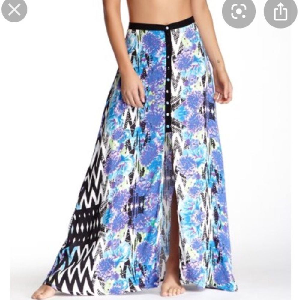 MinkPink Purple Floral Maxi Skirt